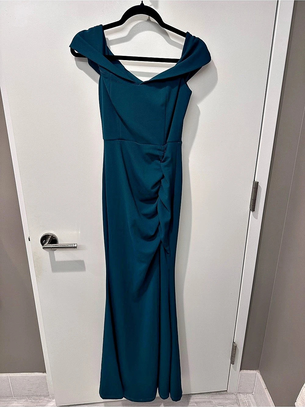 Teal Draped Maxi Dress